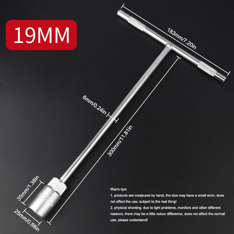 6-19 mm T-Style Socket Wrench Hexagon Nut Key Extended Hex Screwdrivers Automotive Tires Machinery Workshop Repair Hand Tools