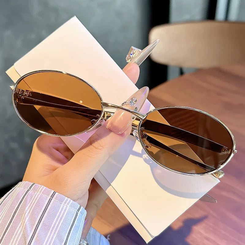 Hiking 1/3pcs New Small Oval Anti Light Glasses 2025 Women Y2K Metal Frame Luxury Brand Shades Fashion Punk Popular Eyewear