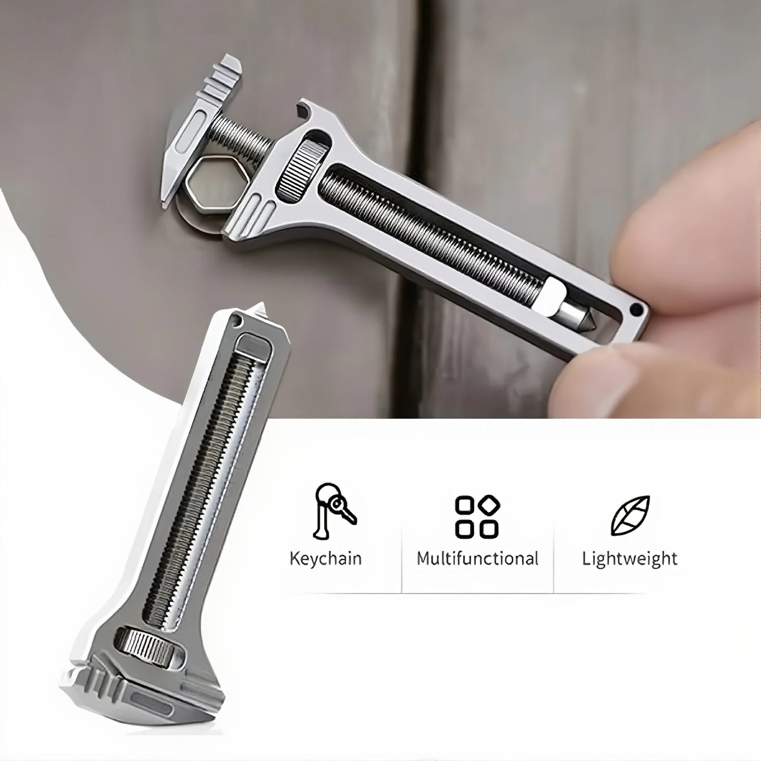 Multifunctional Mini Wrench,Adjustable Small Wrench,Caliper,with Window Breaker, Bottle Opener And Screwdriver Compact Tool