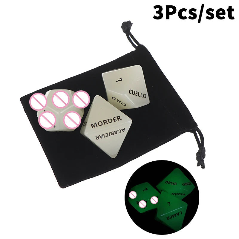 3Pcs/set Luminous Adult Couple Sex Dice Male And Female Flirting Dice And Adult Bedroom Gifts Game Toys