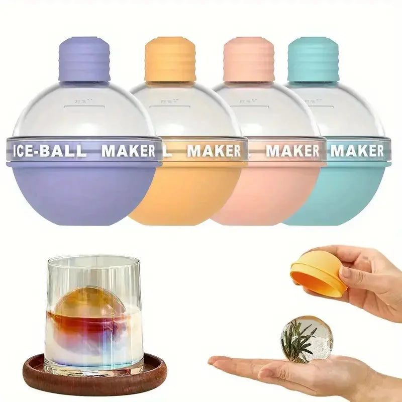 Whiskey Ice Ball Maker - 4Pcs Silicone Ice Cube Tray For Cocktails & Chocolate, Easy Release & Flexible, Kitchen Gadgets For Fre
