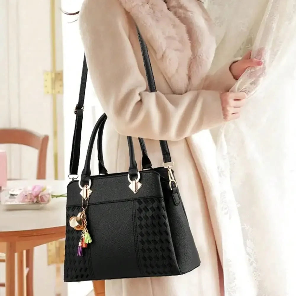 Top-Handle Handbags Purse Satchel For Women Soft PU Leather Crossbody Shoulder Bag With Tassel Pendant