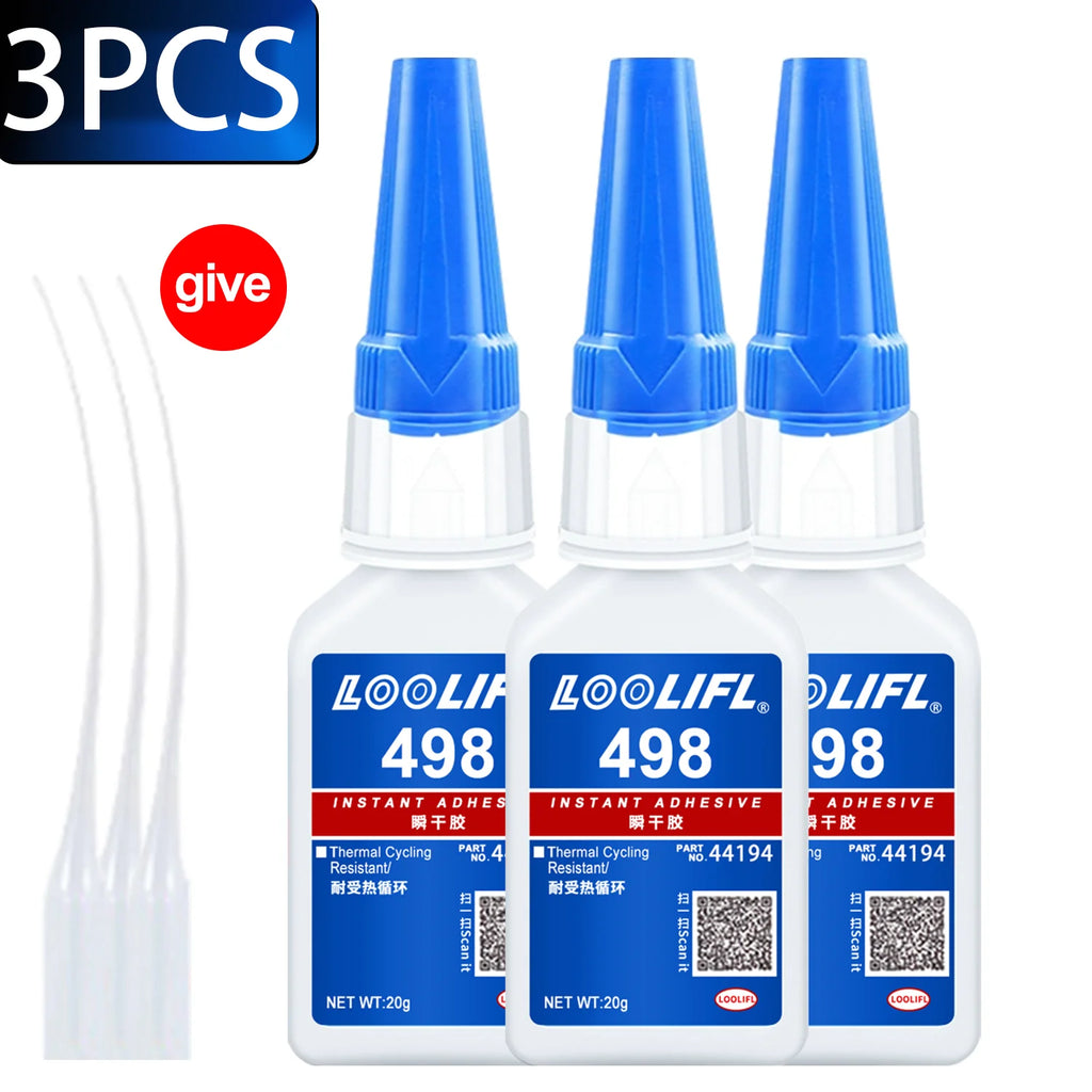 LOOLIFL 498 20ml Super Glue Liquid Clear Cyanoacrylate Adhesive Instant Glue Quick Dry for Plastic Wood Metal Crafts Repair Tool