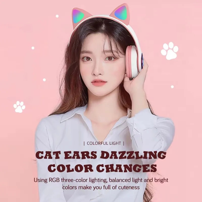 Cat Shaped Wireless Bluetooth Earphones Handsfree Earbuds with Microphone for All Phones Fashion Headphoens Game Headset