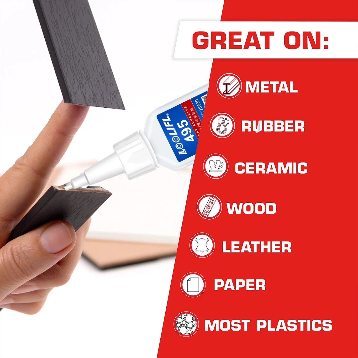 LOOLIFL 495 Super Glue Cyanoacrylate Instant Adhesive High Strength for Metal Plastic Rubber Wood Bonding DIY Fast Curing Tool