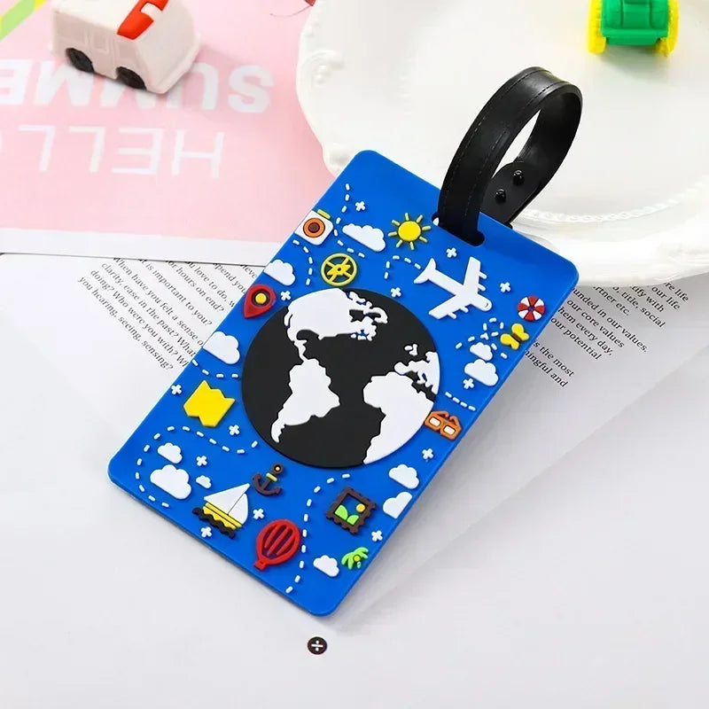 1PCS Colors Luggage Tags Backpack Bags Suitcase Name Tags Pendants Cute Cartoon Airplane Boarding Labels Travel Accessories