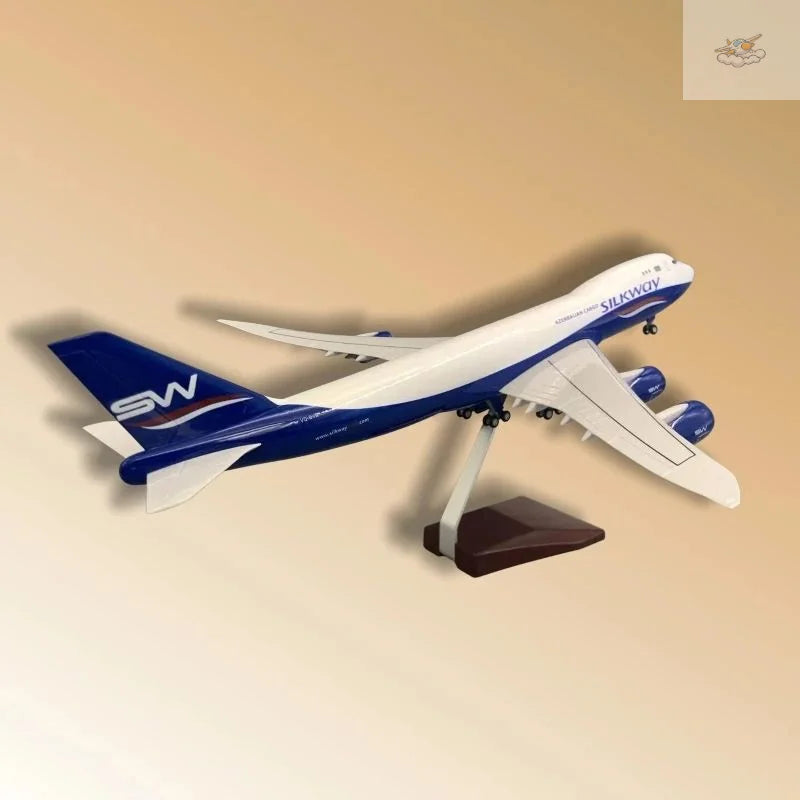 Hang Kun Azerbaijan Airlines Boeing 747 Freighter 1/85 Scale Die-Cast Resin Aircraft Model with Base Approx. 18.5 inches Long