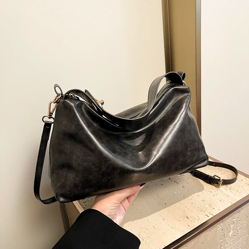 2025 Winter New Retro Rectangle PU Solid Color Zipper Water Proof Crossbody Bags High Quality Multiple Compartments Bags