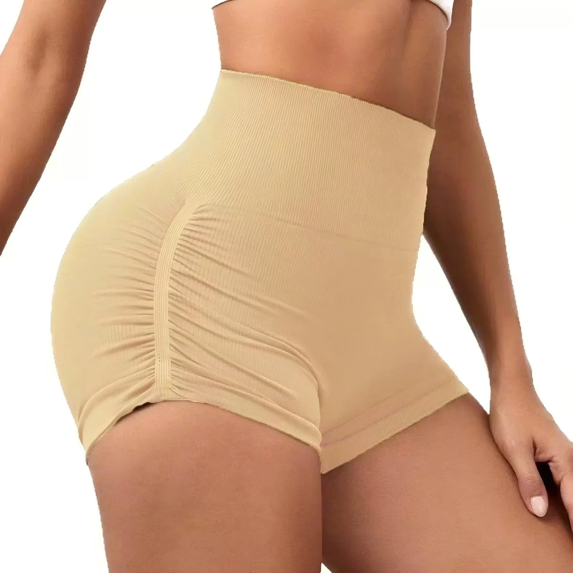 Seamless high-elastic side ruched yoga shorts - women's high-waisted tummy control, butt-lifting, and peach hip shaping