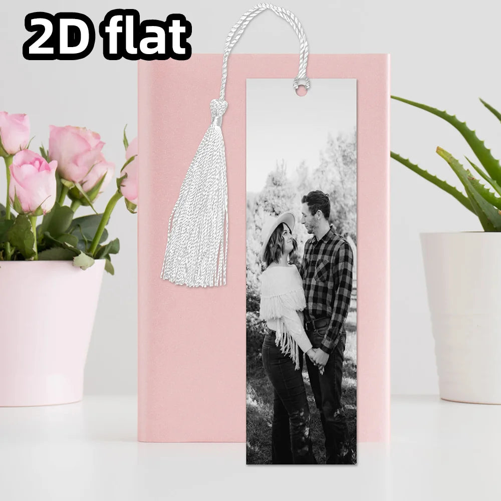 1PC Custom Photo Metal Bookmark, Add 1–4 Personal Images & Tassel, Unique Wedding or Anniversary Gift Idea for Loved Ones
