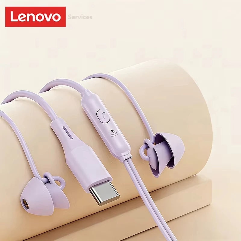 Lenovo Y107 Wired Headphones In-Ear Sleep Earphones 3.5mm/Type-C For Mobile Phones  Computers And More Gaming Earbuds With Mic