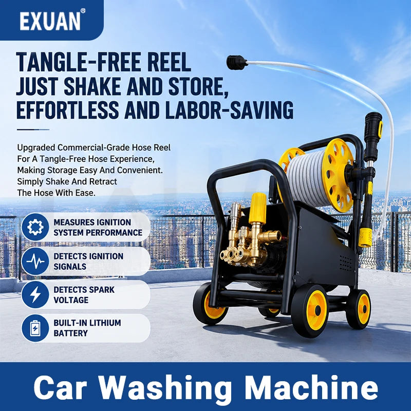 High Power 220V High Pressure Car Washer Trolley Portable Booster Cleaning Machine For Home Yard Commercial Car Wash Shops farms