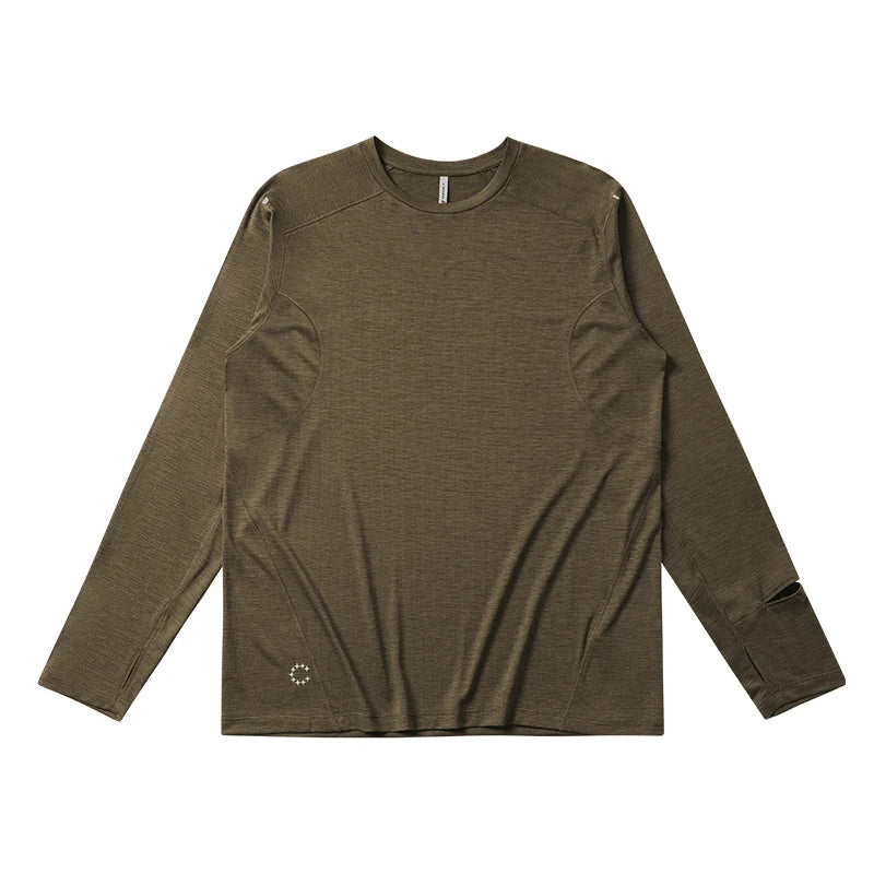 Men's Quick Dry Long Sleeve T-Shirt Sports Running Tee Summer Breathable Lightweight Fitness Gym Workout Top Activewear