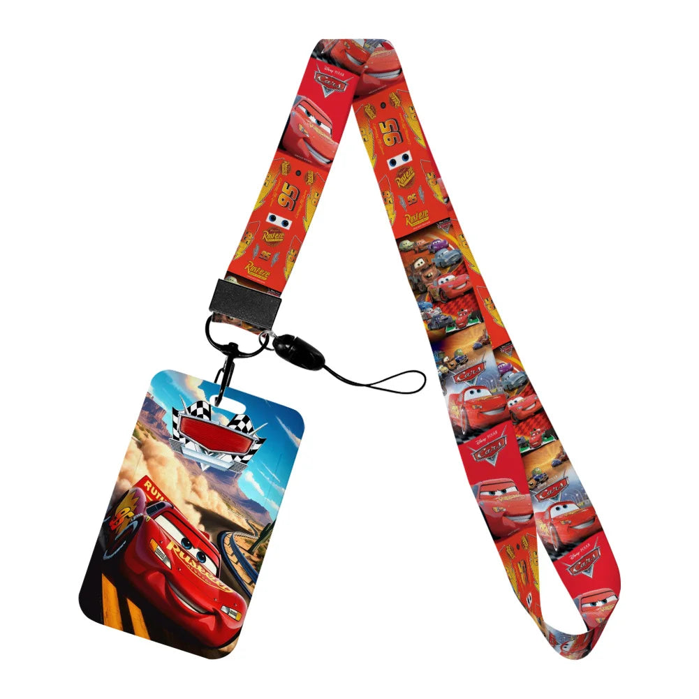 Cars Disney Movie Lightning McQueen New Arrvial Cute Cartoon Badge Holder ID Card Bus Card Holder Lanyard for Accessories Gifts