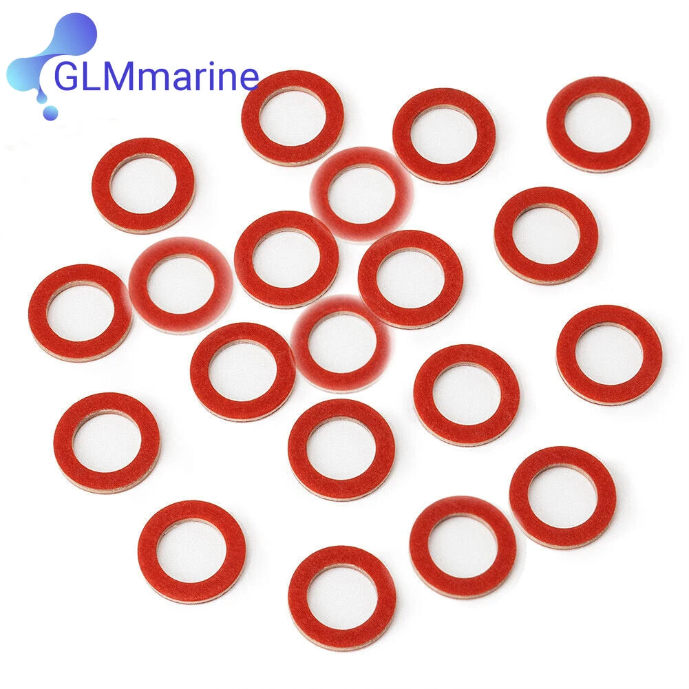 20pcs Red Lower Unit Oil Drain Screw Gasket Fit For Yamaha 4-STROKE OUTBOARD MODELS 90430-08020-00 90430-08003