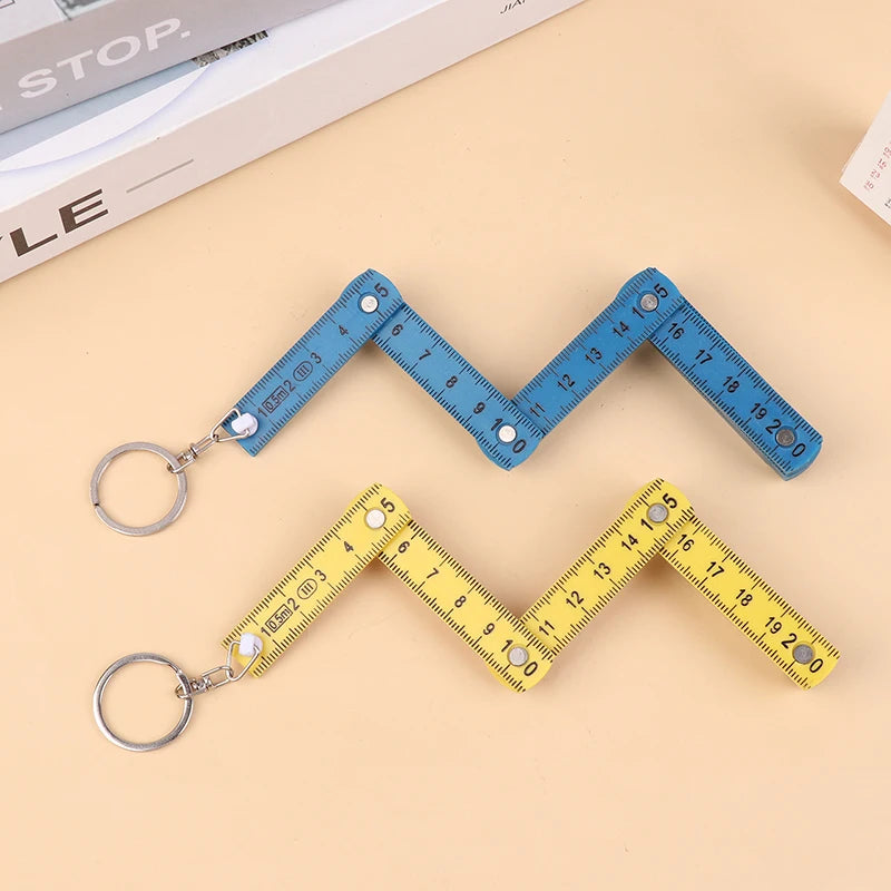 1Pc  For Travel Woodworking Bricklaying Home 0.5 Meter 10 Fold Keychain DIY Plastic High Precision Folding Ruler Can Be Stored