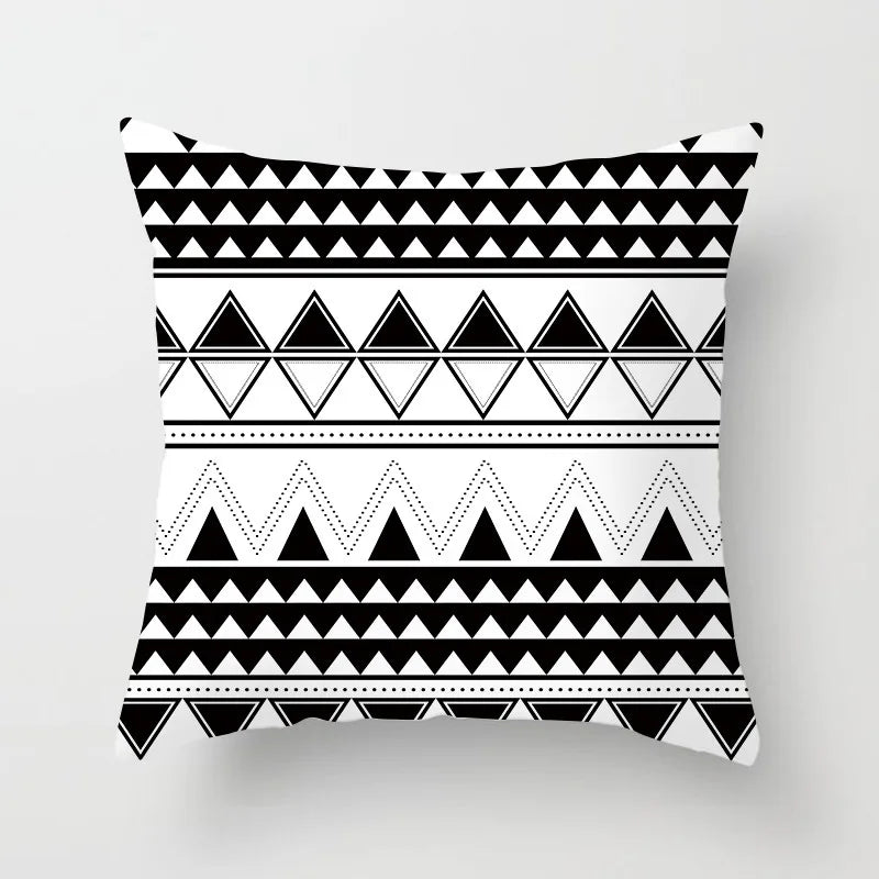 Black And White Geometric Portrait Double-sided Printed pillow cover Short plush Suitable living rooms sofas throw cushion cover