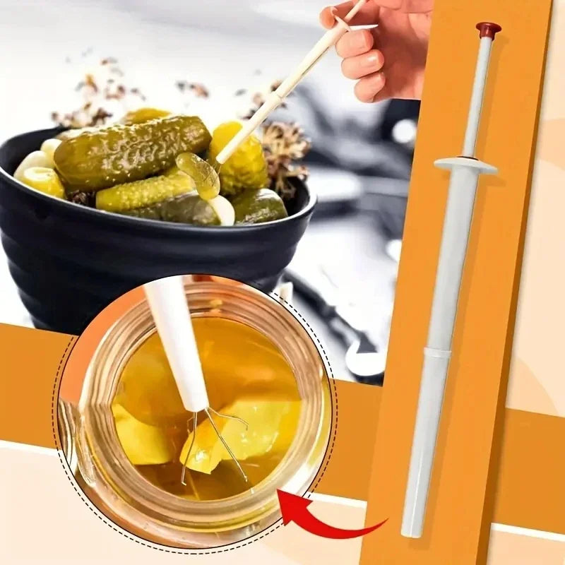 Plastic Pickle Clipper Tool - No Mess Pickle Picker W/ Non-Slip Grip for Jar Pickles, Olives, Kitchen Gadget Dishwasher Safe