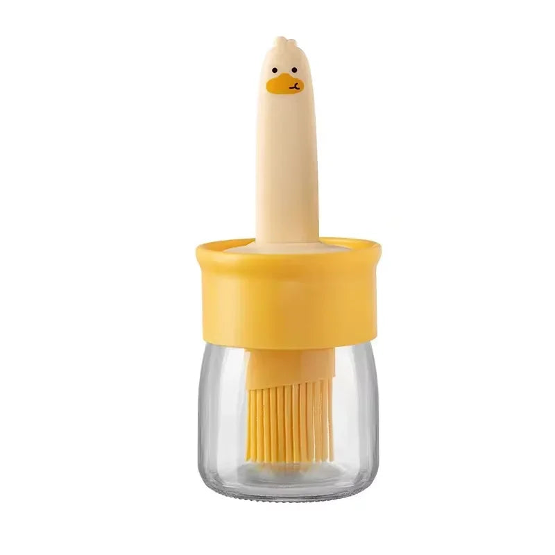 Household silicone oil brush with bottle - kitchen pancake food-grade barbecue baking all-in-one oil brush bottle