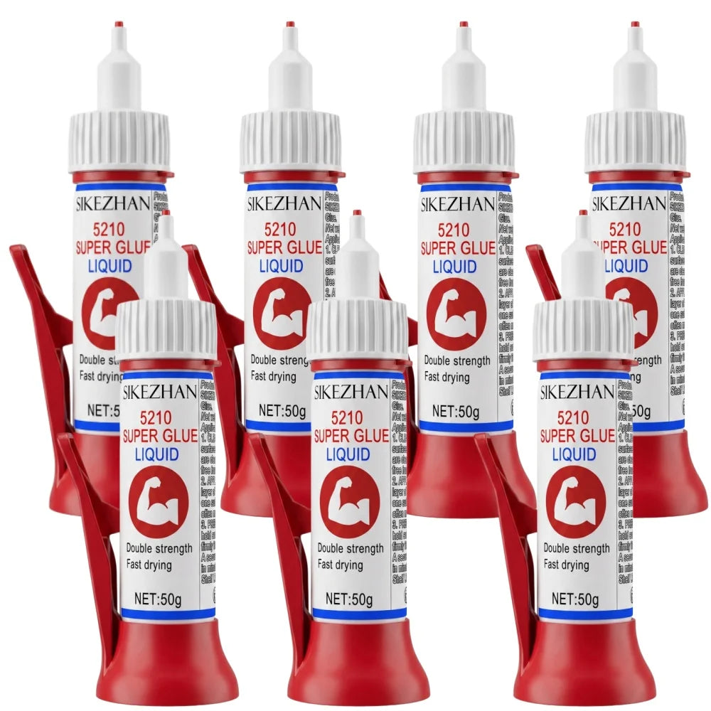 High Viscosity 5210 Super Glue Fast Bond Liquid Adhesive with Precision Needle Tip for Industrial Metal Wood Shoe Repair 50g