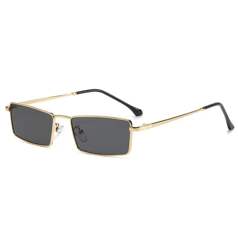 Fashionable Metal Square Small Frame Sunglasses High-End Street Style Sun Shading Retro Eyewear for Trendy Look Hiking Glasses