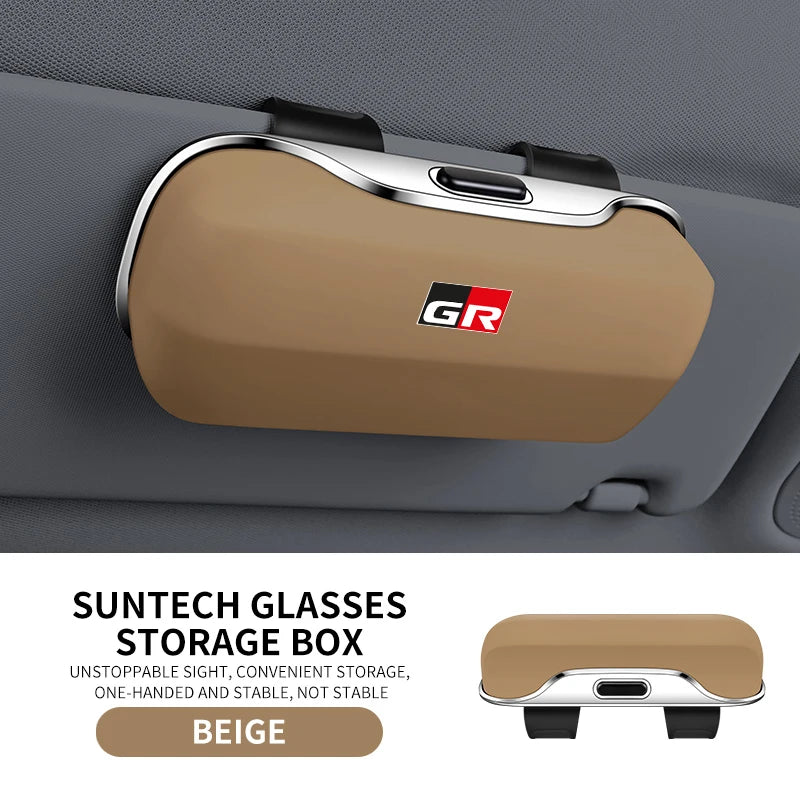 Car Eyewear Case Box Sunglasses Holder Sun Visor Storage Protective Frame Box Glasses Clip For Toyota GR Sport Rav4 Yaris Camry