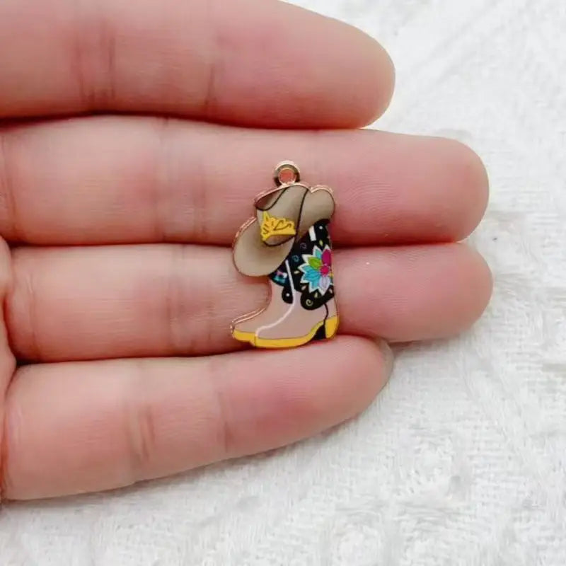 12pcs Western Cowboy Boots Hat Pendant DIY Accessories Pendant Earrings Keychain Necklace Bracelet Accessories