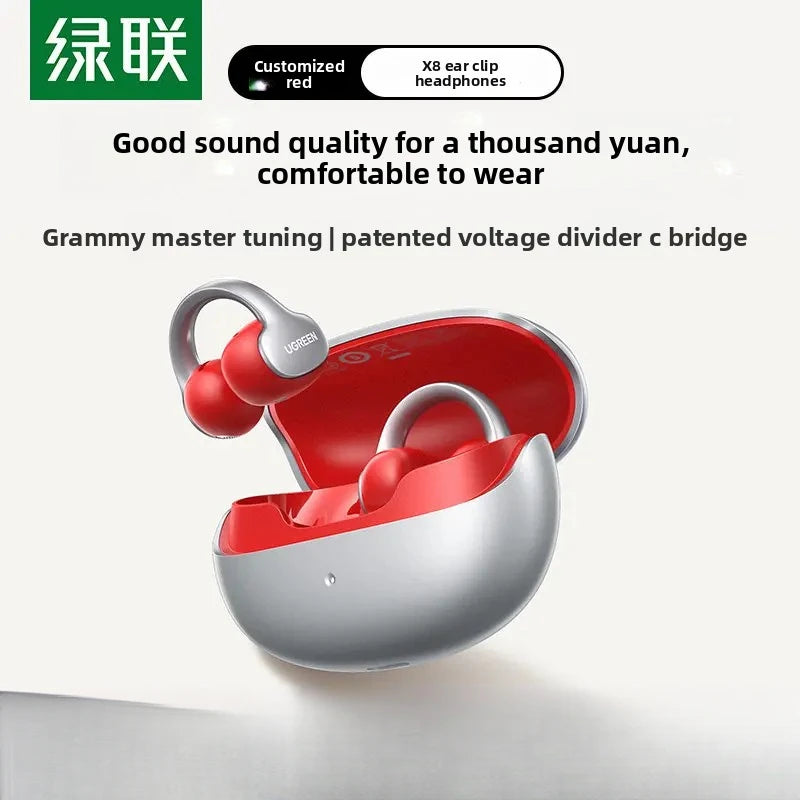 UGREEN Hitune X8 WS223 Open Ear Clip Headphones Dual-device Connection Ai Bluetooth Headset Super Long Batterylife Waterproof