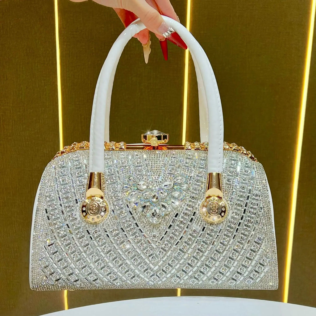 Shiny dinner bag, diamond-encrusted messenger bag, large-capacity high-end light luxury handbag, women's bag.