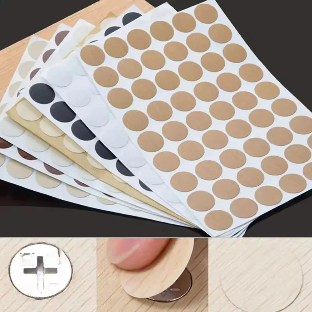 54Pcs/SET  Wooden Furniture Self Adhesive Screw Cap Cover Hole Stickers Wood Craft Desk Cabinet Drawer Art Sticker Ornament