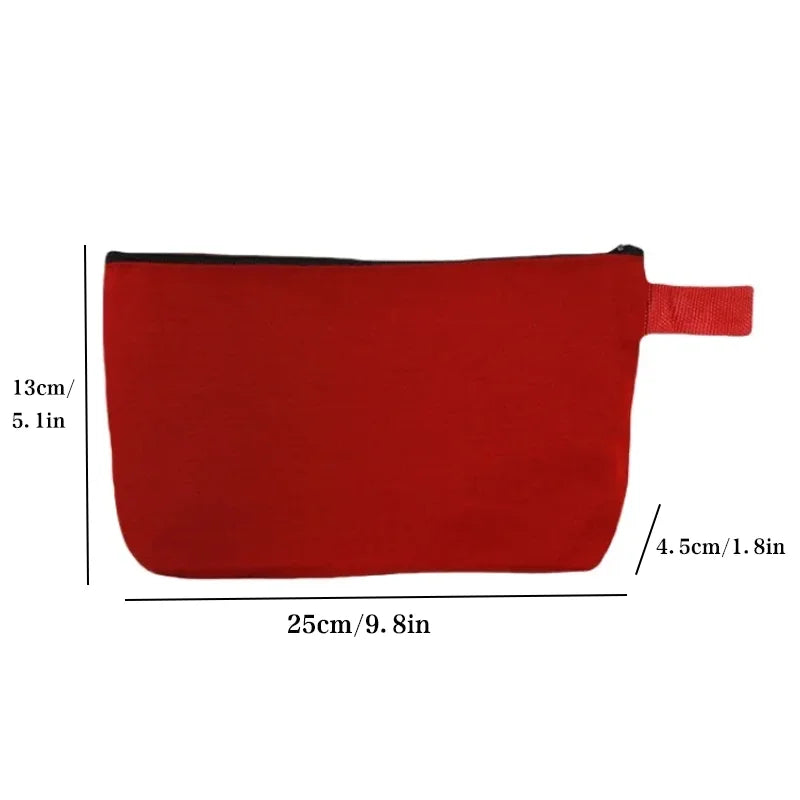 10/20Pcs Custom Logo Colored Canvas Pencil Case with Zipper Handheld Makeup Bag DIY Stationery&Cosmetic Storage Organizer Pouch