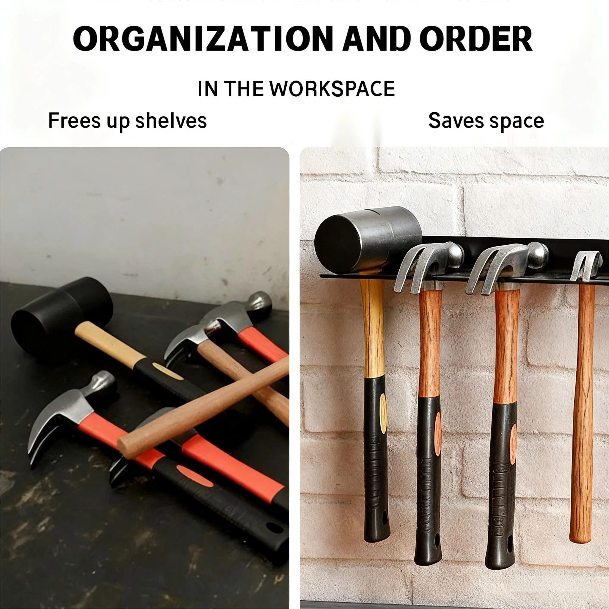 Heavy-Duty Wall-Mounted Hammer Rack, Thickened Metal Tool Holder with High Weight Capacity, for Garage & Workshop, Securely Stor
