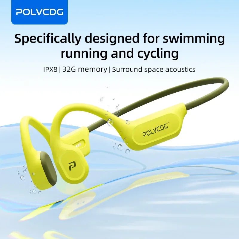 POLVCDG X9 Bone Conduction Swimming Earphones 32G IPX8 Waterproof Open Swimming Running Bicycle Earphones Ear Hanging Earphones