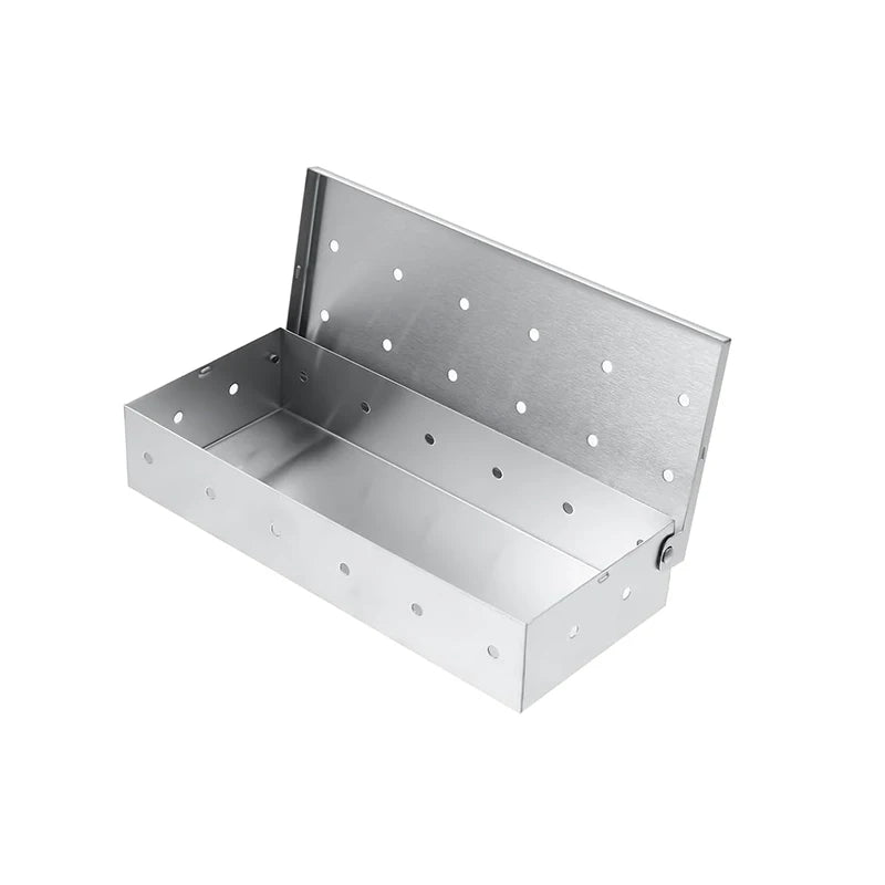 BBQ Smoker Box Stainless Steel Wood Chips Smoker Box with Hinged Lid Heavy Duty BBQ Smoke Box For Charcoal Grilling YY224