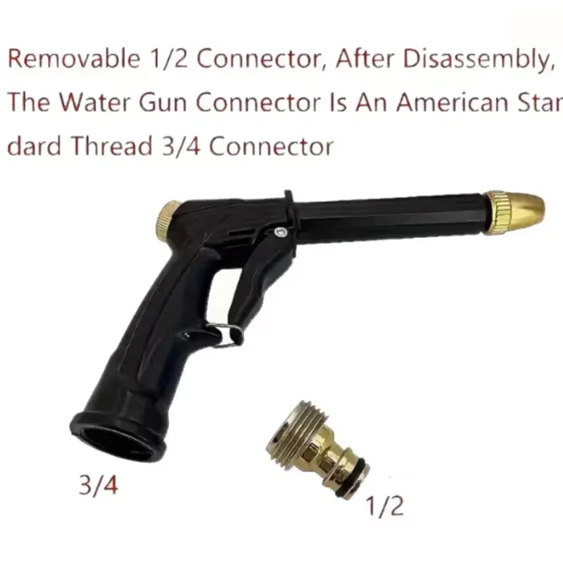High Pressure Car Wash Water Gun 360° Adjustable Metal Nozzle Garden Water Spray Cleaning Gun