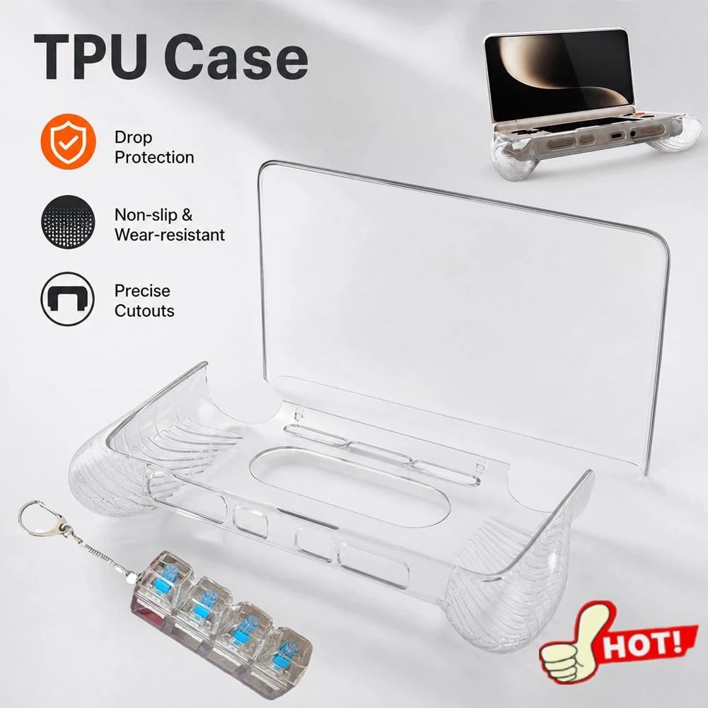 2in1 Soft TPU Protective Case with Grip For AYN Thor Shockproof Anti-Scratch Cover Handheld Gaming Console Accessories,keychain
