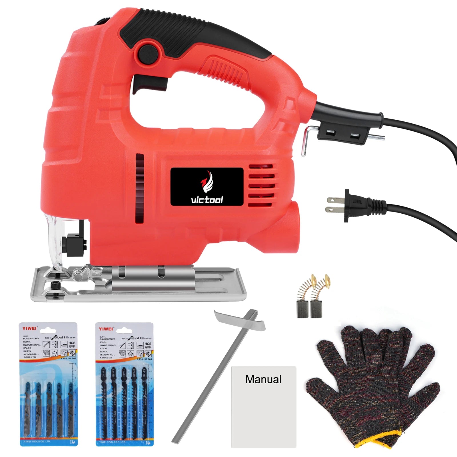 800W Jig Saw 6 Speed Adjustable Multifunctional Electric Jigsaw Woodworking Power Tool Enlarge the bottom plate US 110V