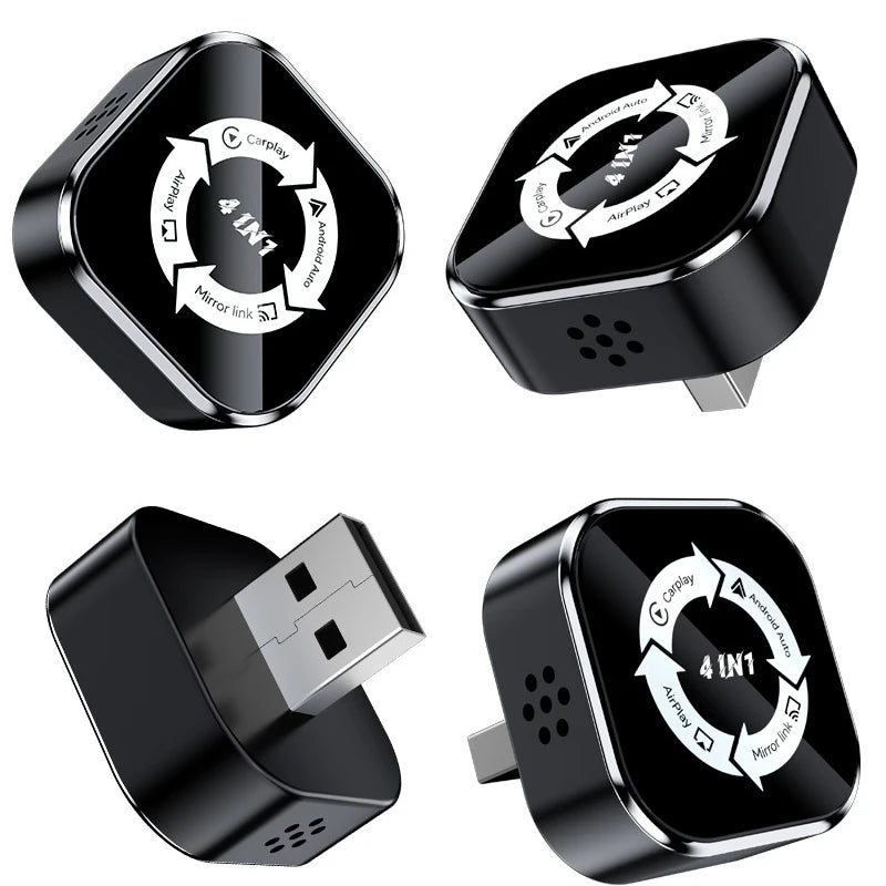 2026 NEW Upgrade 4 In1 Wireless Carplay Mirror Link Adapter Wired to Wireless Android Auto Plug & Play For Wired Carplay