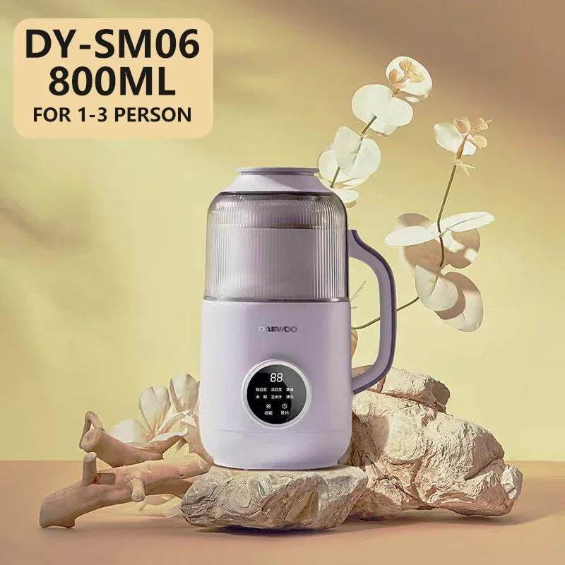 DAEWOO 800ML/1200ML Portable Food Blender High Speed Stirring Wall-Breaking Soymilk Maker Low Noise Design Soybean Milk Machine