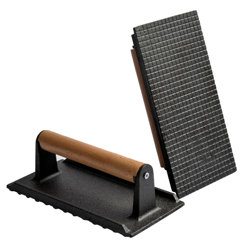Universal Rectangular Meat Press Heavy-Duty Steak Burger Press With Handle BBQ Cooking Tool High Temperature Resistance