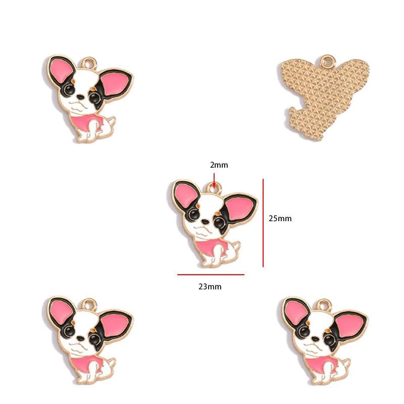 12pcs Alloy Drip Oil Cute Pet Dog Jewelry DIY Pendant Earrings Necklace Accessories Keychain Pendant Handmade