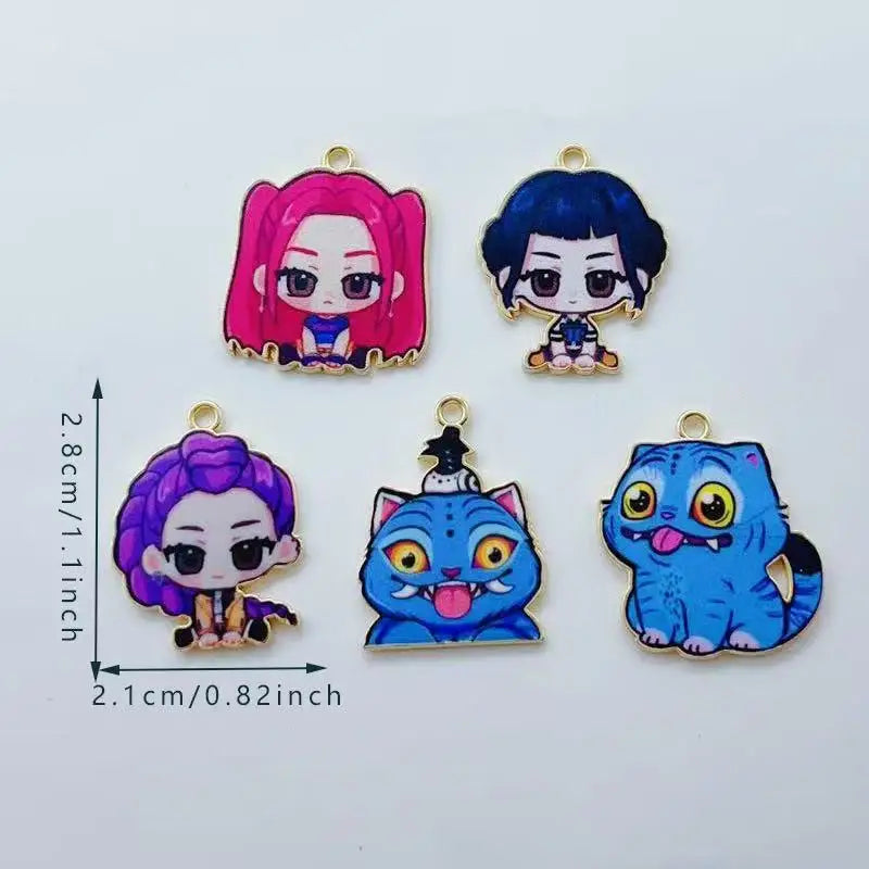 10pcs alloy printed cartoon pendant, DIY jewelry making earrings, keychain accessories