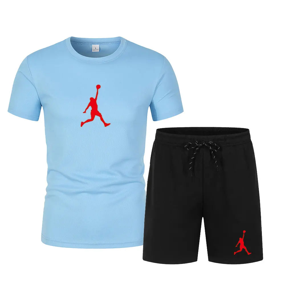 2026 Summer Fashion Printed Men's Shorts Set Two Piece Set, Men's Quick Drying Breathable Sports Set Short Sleeve T-shirt Set Me