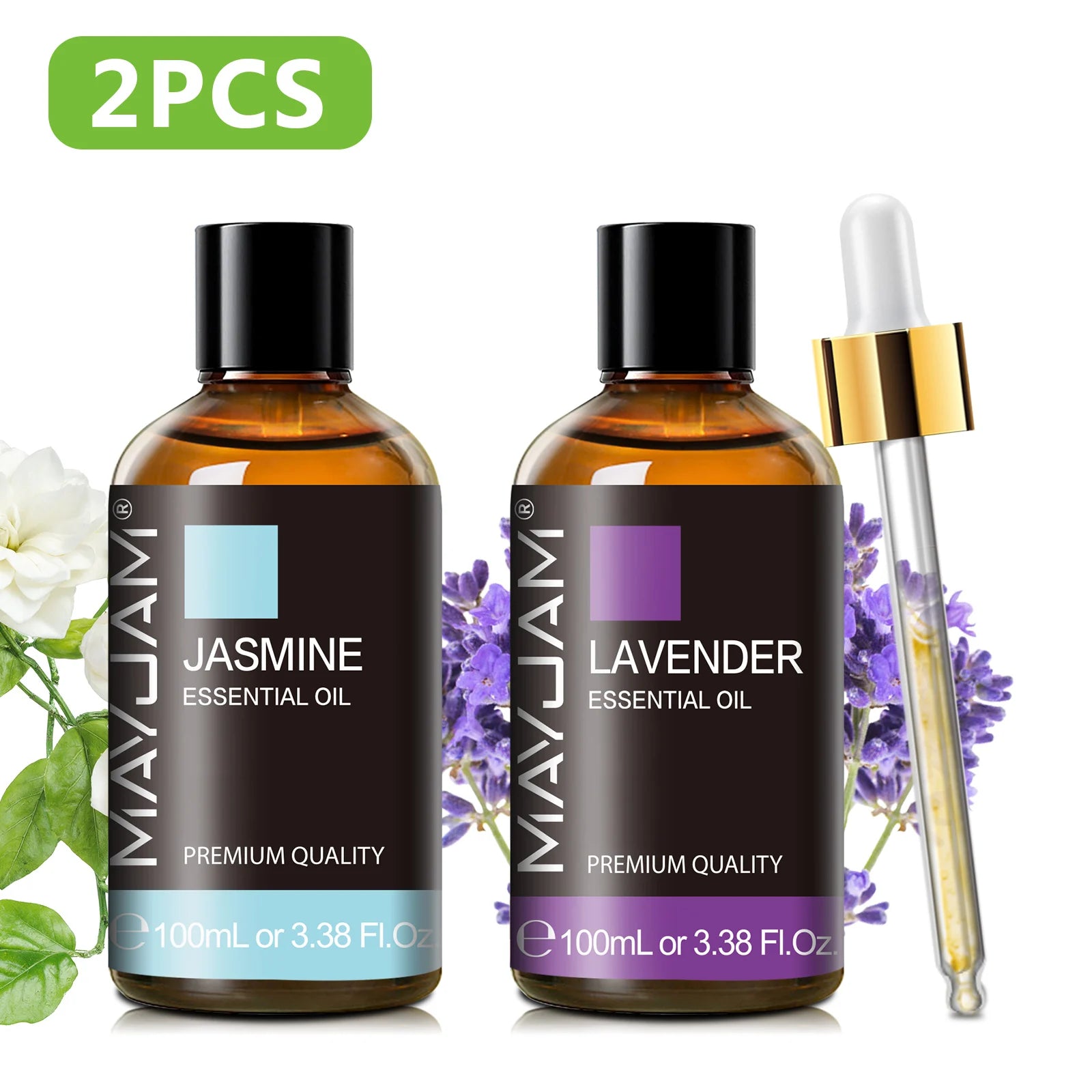 MAYJAM 2PCS Natural Plant Essential Oils Lavender Jasmine Eucalyptus Vanilla Fragrance Oil for Humidifier Diffuser