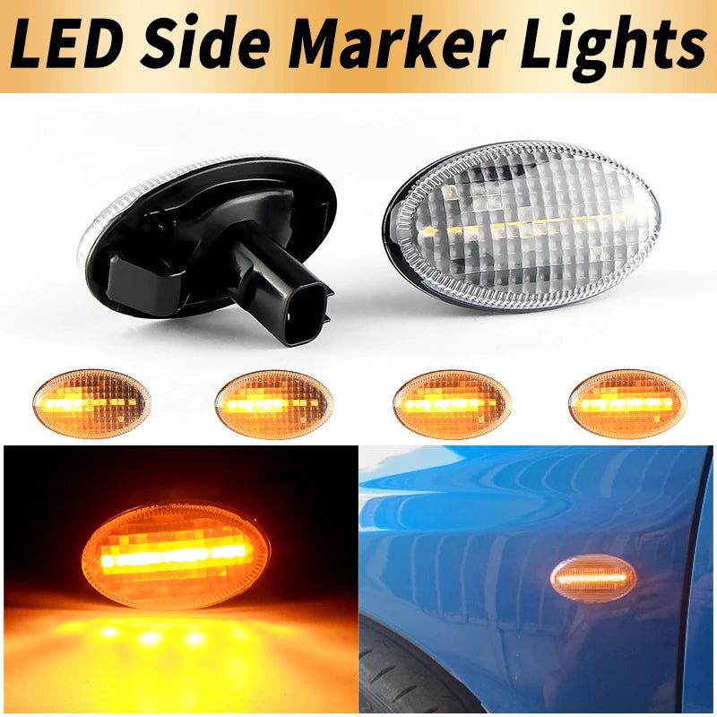 2PCS Clear Lens LED Side Marker Turn Signal Lights Canbus For Subaru Liberty 00-03 Forester 00-07 11-13 Impreza WRX STI 02-07