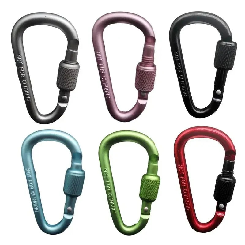 5pcs Outdoor Rock Climbing D-Ring Quickdraw Keyring Hook Aluminum Alloy Rope Tensioner Camping and Hiking Hook