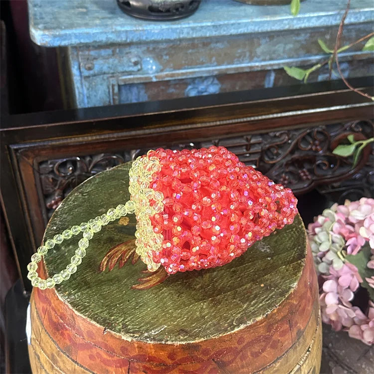 New Beaded Strawberry Bag Small Handmade Zero Wallet Cute Sweetheart Girl Exquisite Small One Coin  Bags