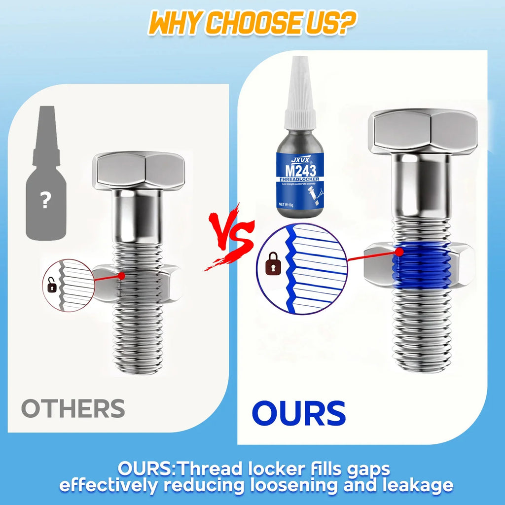 Blue Threadlocker 243 Nut and Bolt Fixer,Threadlocker Airtight Sealing Fixer Fasteners Anaerobic Glue for Metal,Screw Adhesive,A