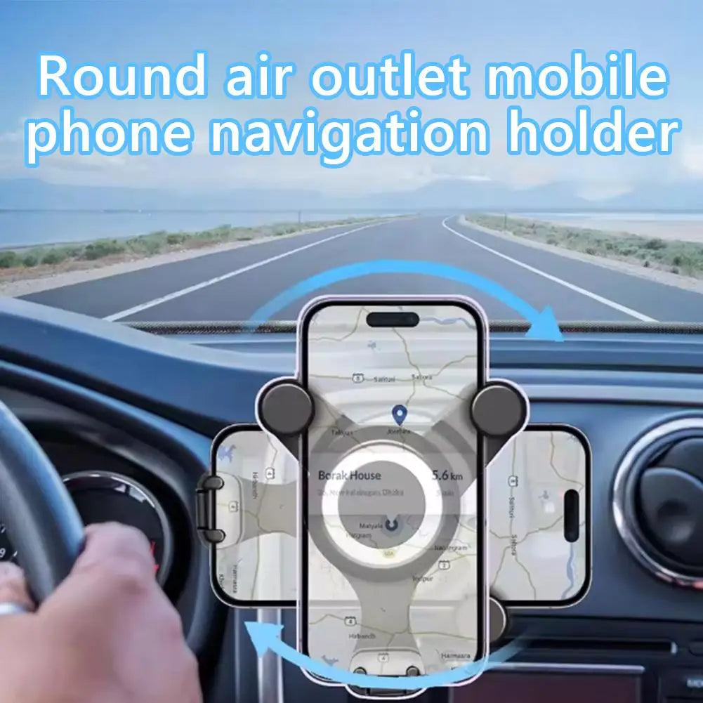 Round Car Air Outlet Mobile Phone Navigation Holder Gravity Bracket Rotatable Phone Mount For Air Outlet Quick Installation