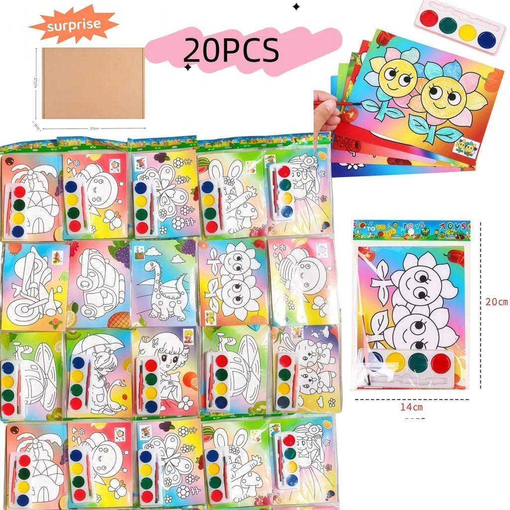 20 PCS DIY Multi-Style Random Cartoon Paint Coloring Graffiti Painting Party Favors Back to School Reward Carnival Gift Set
